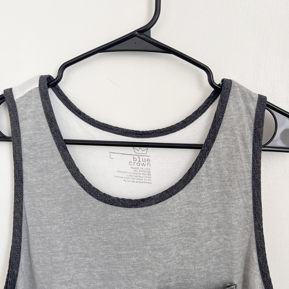 White Grey Tank Top Mens Size Large Blue Crown Cotton Polyester Blend - Picture 3 of 3